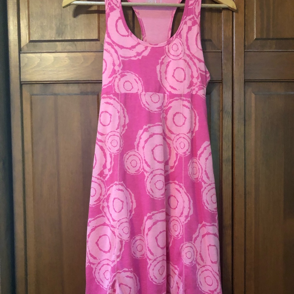 Lola athletic racerback dress. Shelf bra, lining peeks out from flared hem